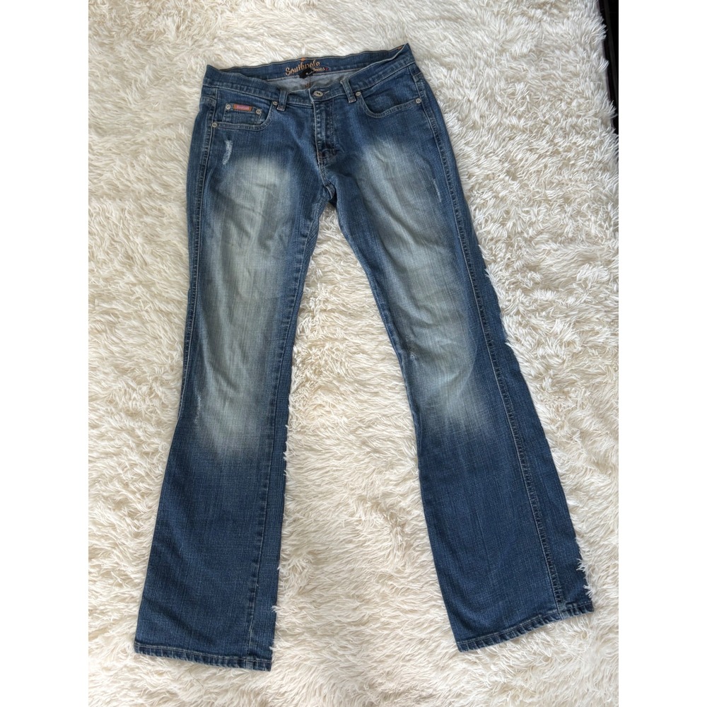 Southpole Jeans Womens Size 9 Blue Denim Bootcut Distressed‎ Y2K Grunge